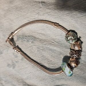 Pandora And Murano Glass Charms And Beads Bracelet